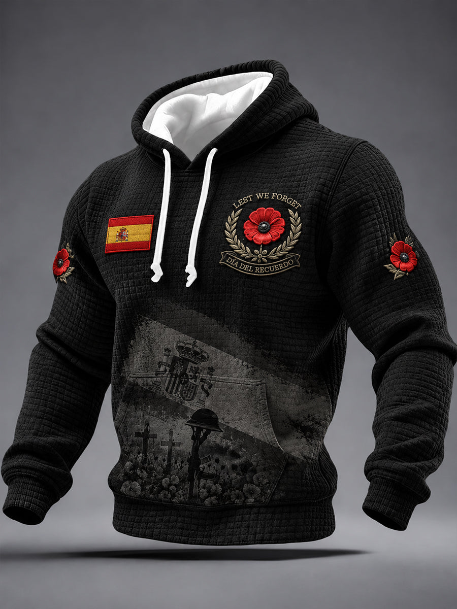 Hombres Guerra Civil Española Veterano Recuerdo Día Imprimir Casual Cuello de piel Zip-up Hoodie