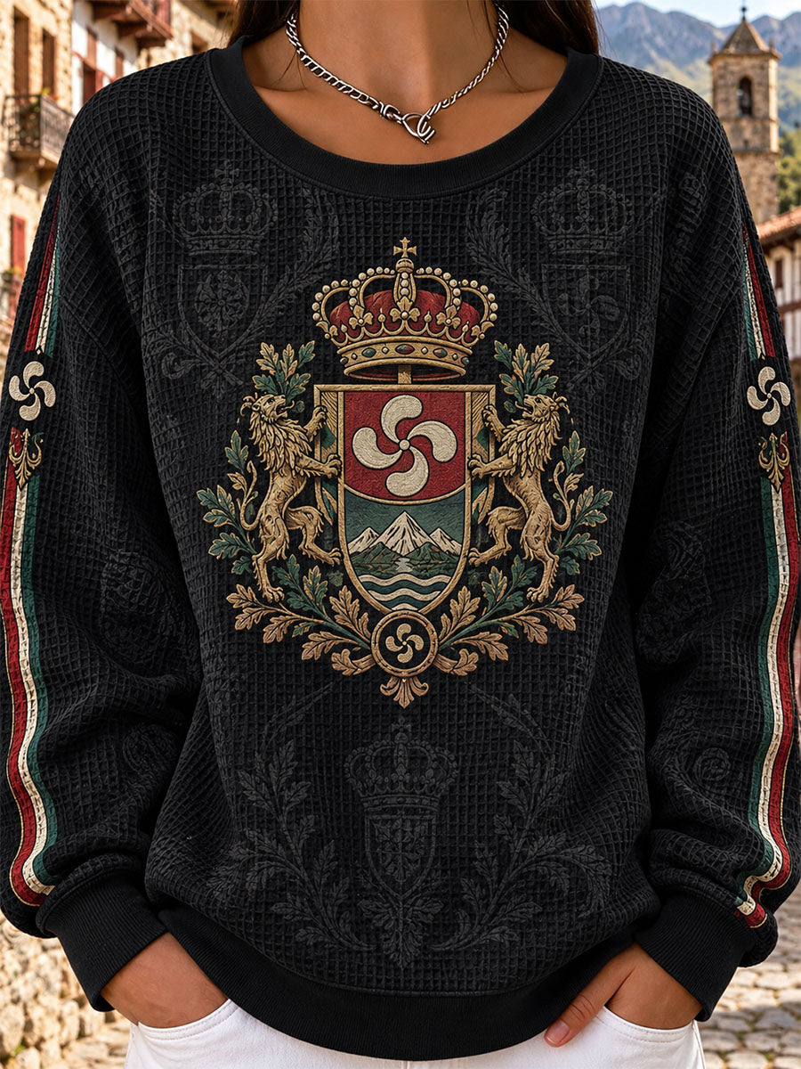 Sudadera con cuello redondo acanalado para mujer
