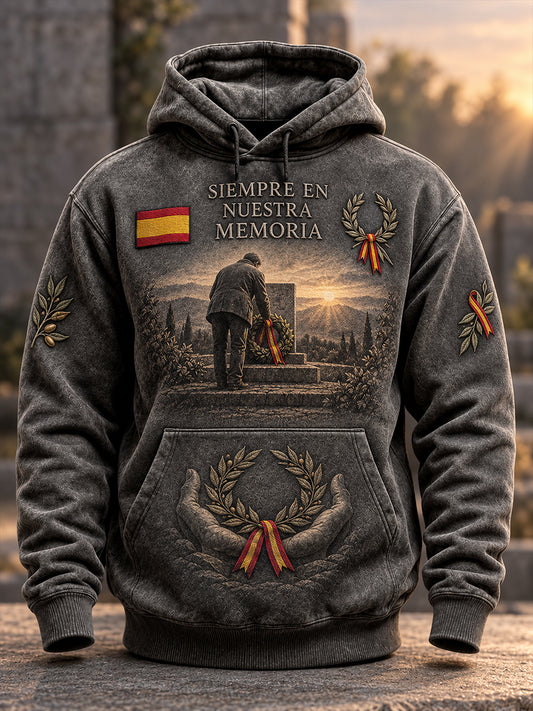 Sudadera oversize de hombros caídos con bolsillos, Día del Recuerdo de los Veteranos Españoles de la Guerra Civil para hombre