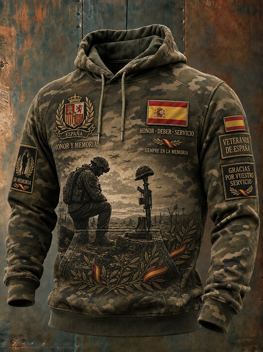 Sudadera oversize de hombros caídos con bolsillos, Día del Recuerdo de los Veteranos Españoles de la Guerra Civil para hombre