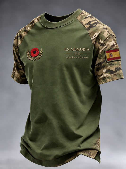 Camiseta de manga corta conmemorativa para veteranos de la Guerra Civil Española, diseño masculino
