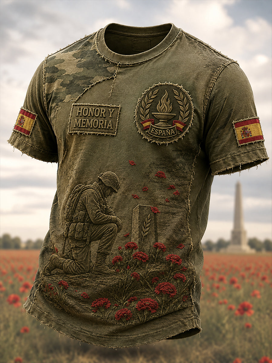 Camiseta de manga corta conmemorativa para veteranos de la Guerra Civil Española, diseño masculino