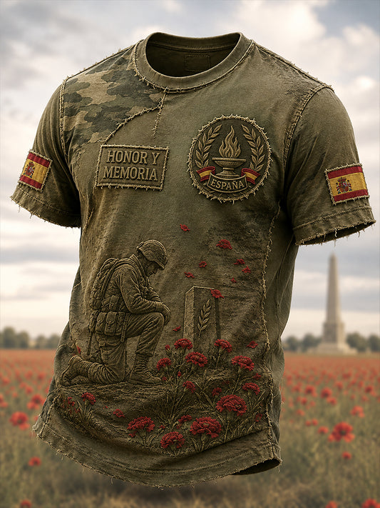 Camiseta de manga corta conmemorativa para veteranos de la Guerra Civil Española, diseño masculino