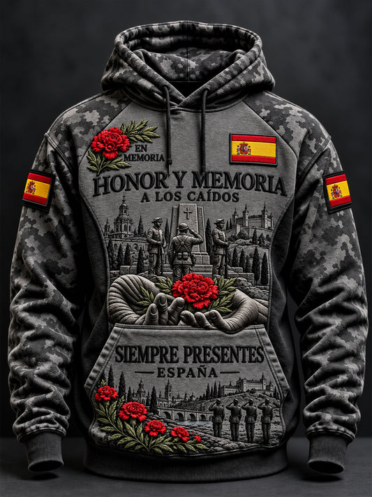 Hombres de la Guerra Civil Española Veteranos Día del Recuerdo Oversized Drop-Shoulder Hoodie con Bolsillos