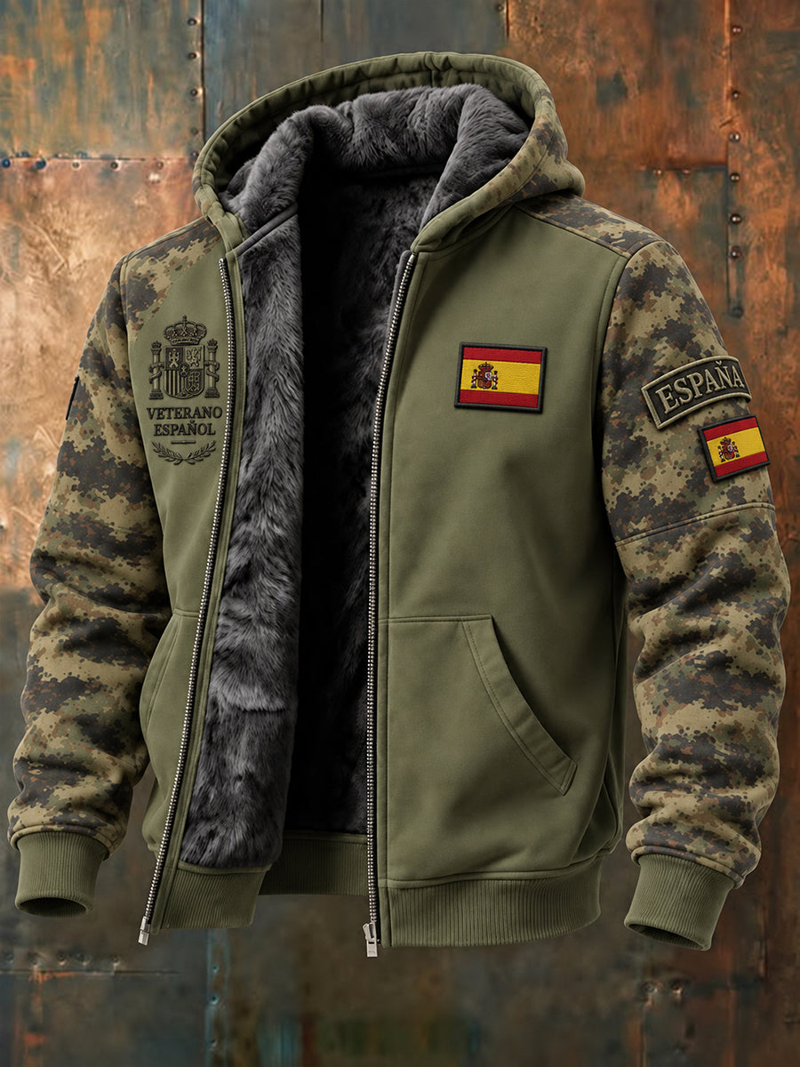 Chaqueta de forro polar compuesto para el Día de la Conmemoración de los Veteranos españoles, modelo masculino