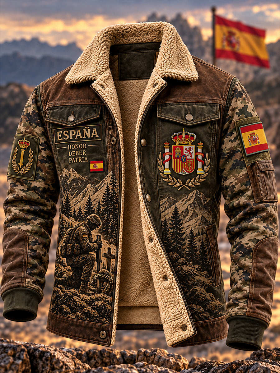 Chaqueta de terciopelo grueso para el Día de la Conmemoración de los Veteranos españoles, estilo masculino