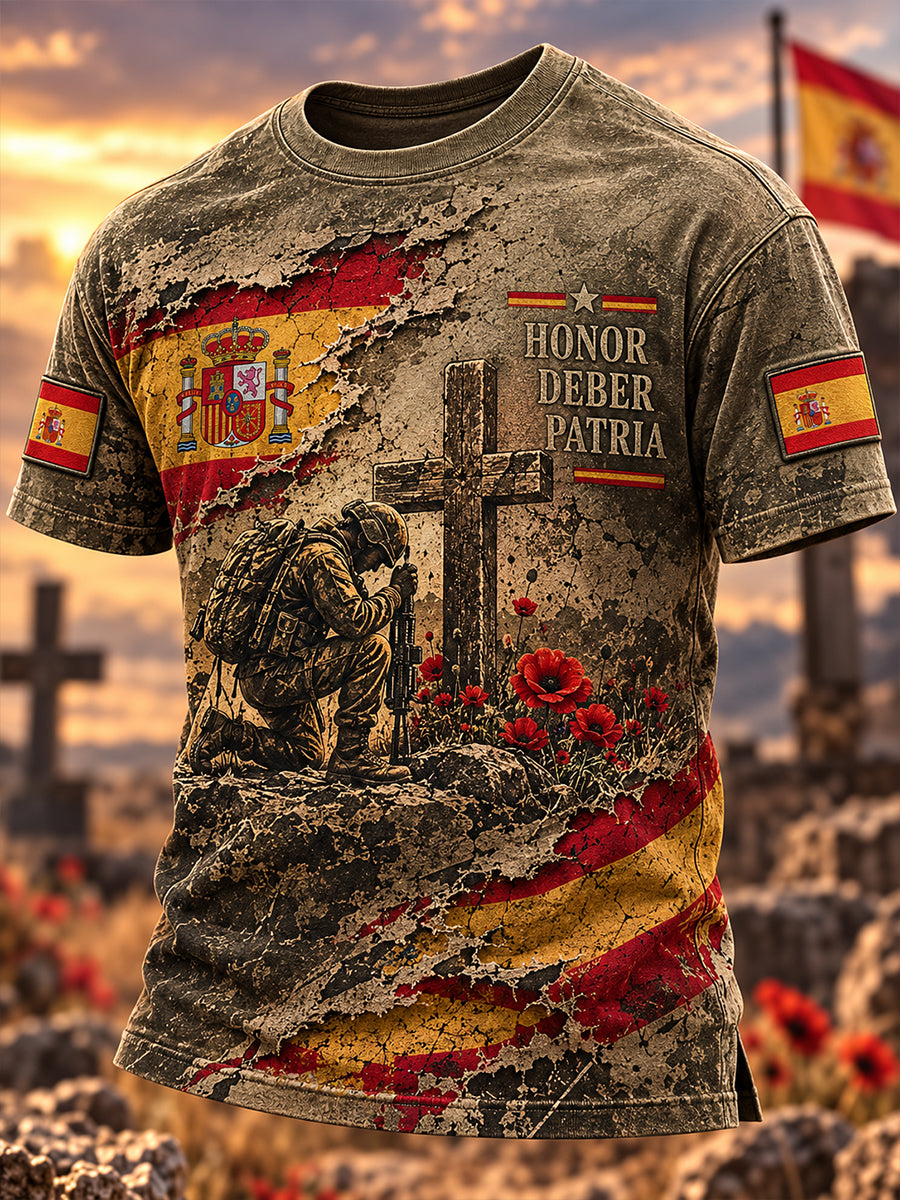 Camiseta de manga corta para hombre Spanish Veterans Remembrance Day
