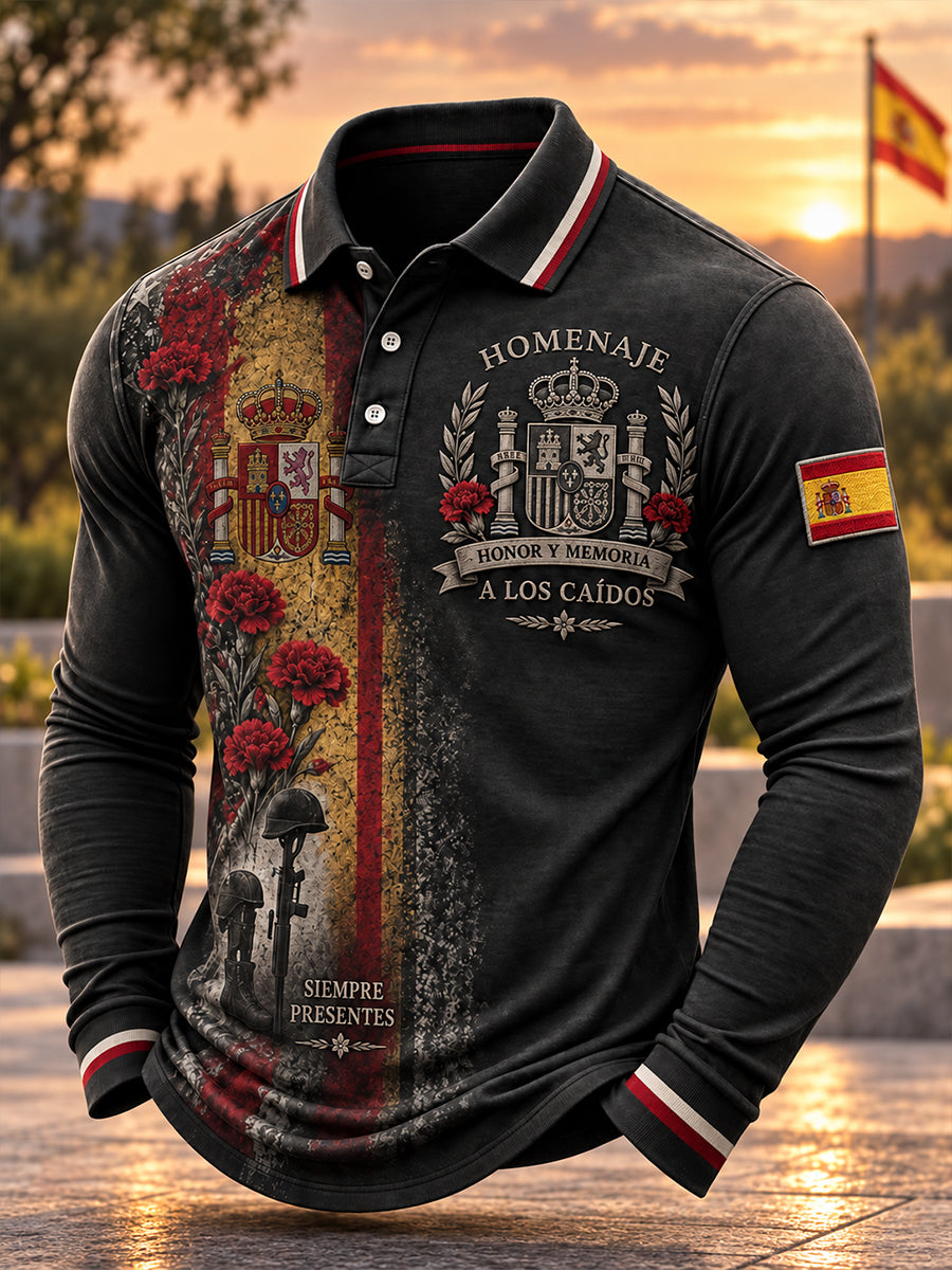 Camisa de manga larga para hombre de la Guerra Civil Española del Día del Recuerdo de Veteranos