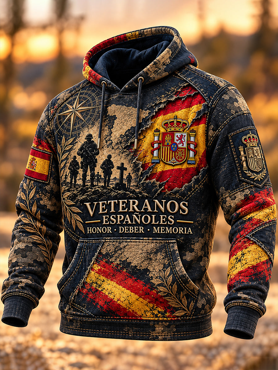 Hombres de la Guerra Civil Española Veteranos Día del Recuerdo Oversized Drop-Shoulder Hoodie con Bolsillos