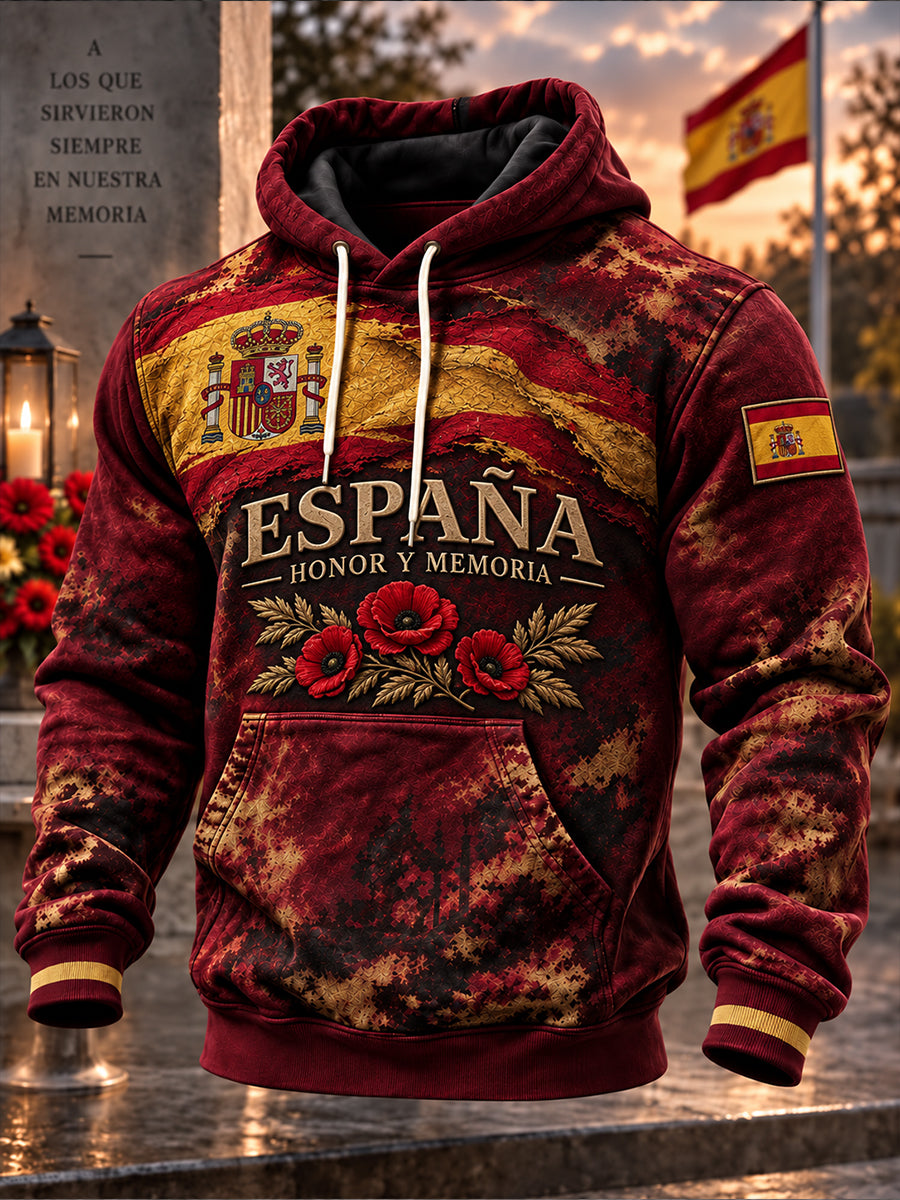 Sudadera oversize de hombros caídos con bolsillos, Día del Recuerdo de los Veteranos Españoles de la Guerra Civil para hombre
