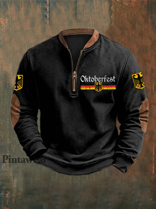 Sudadera con estampado Oktoberfest alemán para hombre negro / S