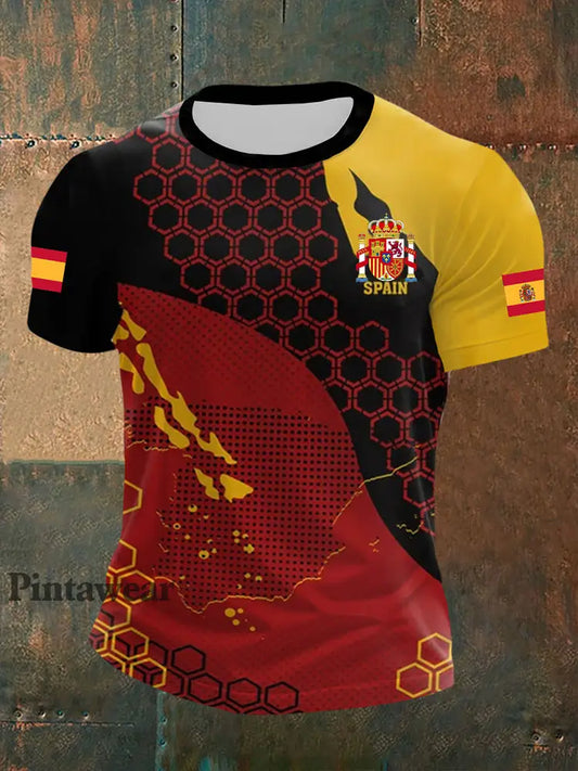 Top de manga corta con estampado de bandera de España para hombre como imagen / S