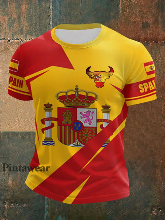 Top de manga corta con estampado de bandera de España para hombre como imagen / S