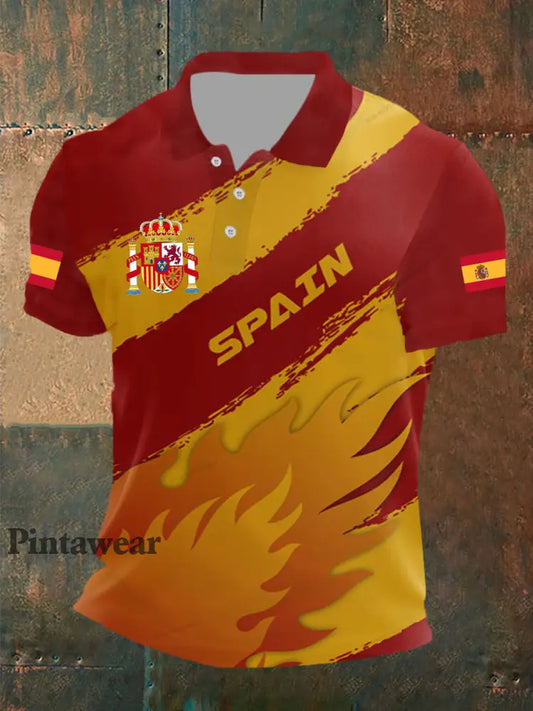 Top de manga corta con estampado de bandera de España para hombre como imagen / S