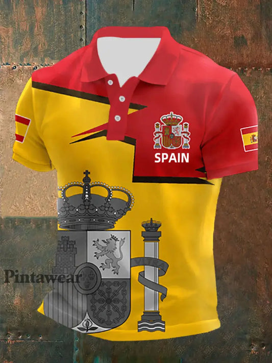 Top de manga corta con estampado de bandera de España para hombre como imagen / S