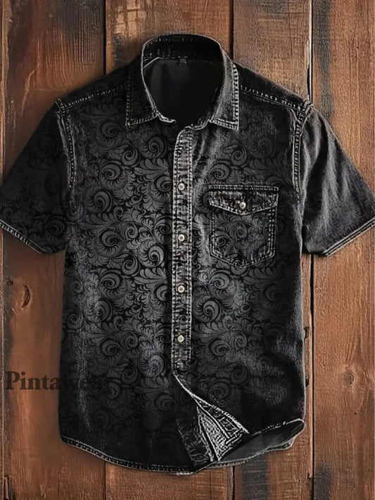 Unisex Hombres Vintage Punk Gothic Gradiente Remolino Patrones Impresión Abstracta Casual Manga Corta Bolsillo Camisa
