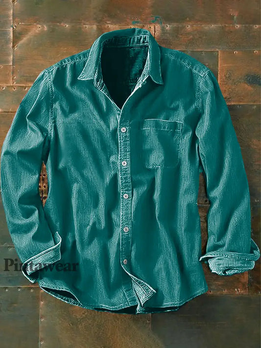 Unisex Hombres Vintage Verde Algodón Lino Impresión Abstracta Casual Manga Larga Camisa verde / S