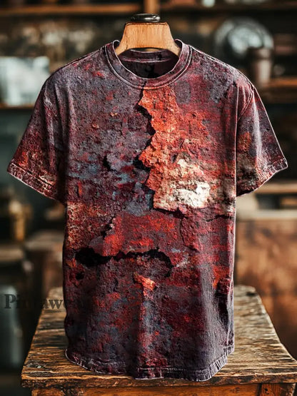 Unisex Retro envejecido Rust impreso Casual suelta camiseta de manga corta jacinto / 4XL
