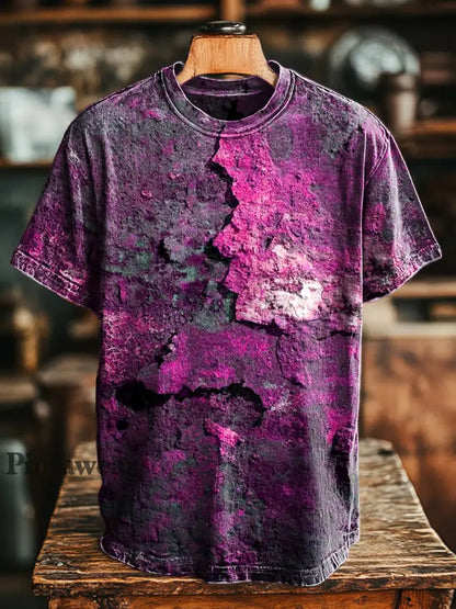 Unisex Retro envejecido Rust impreso Casual suelta camiseta de manga corta rosa / 4XL