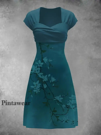 Vestido midi con estampado de arte floral para mujer A / S