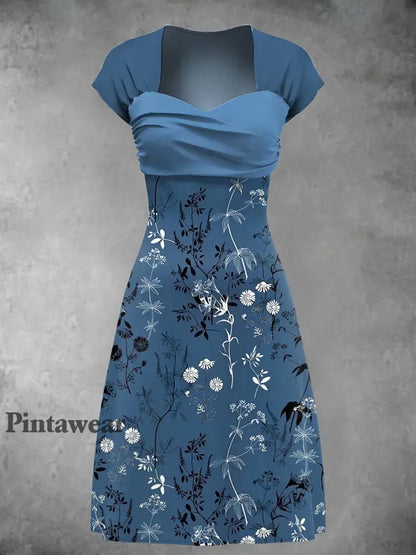 Vestido midi con estampado de arte floral para mujer A / S