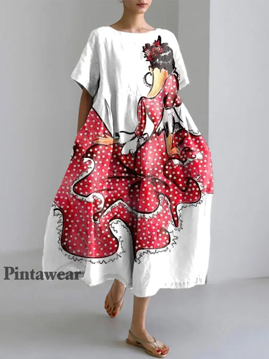 Vestidos de manga corta Flamenco de mujer blanco / S