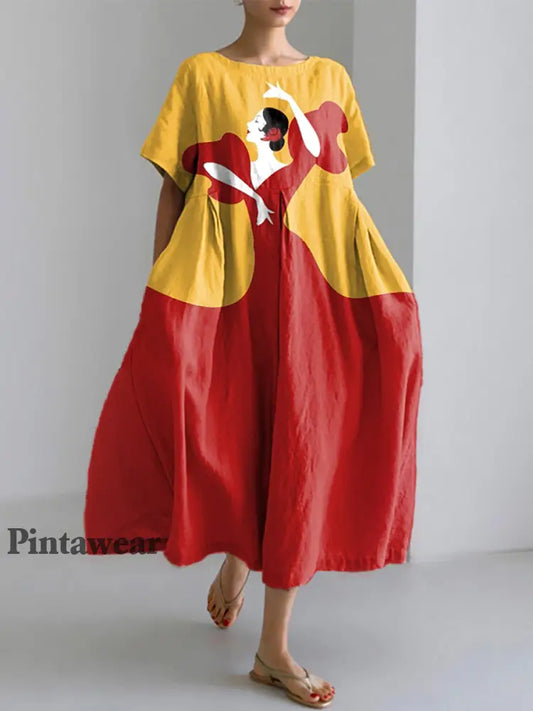 Vestidos de manga corta Flamenco de mujer como imagen / S