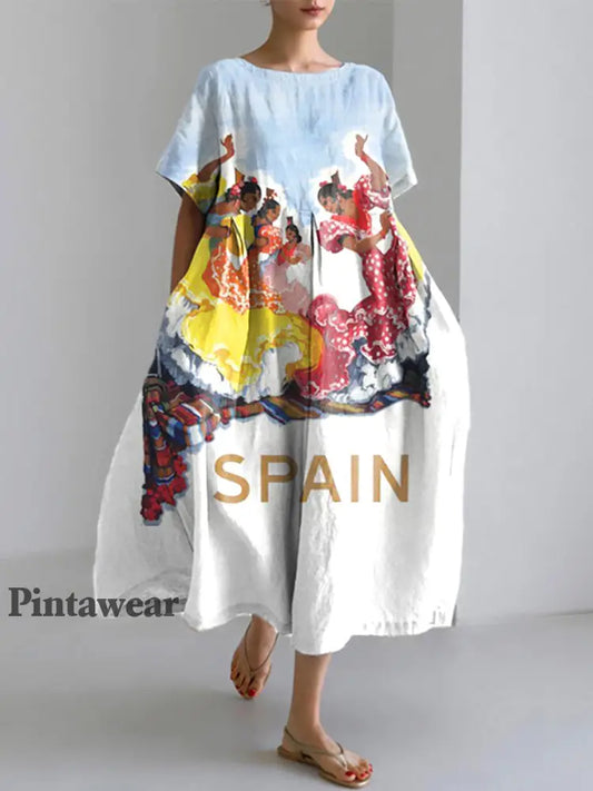 Vestidos de manga corta Flamenco de mujer como imagen / S