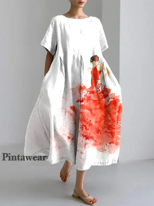 Vestidos de manga corta Flamenco de mujer como imagen / S