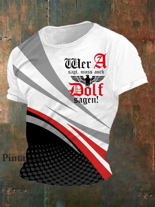 Wer A Sagt Muss Auch Dolf Sagen impreso camiseta de manga corta para hombre Rojo / S