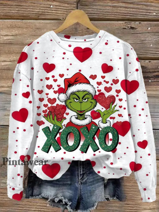 Xoxo Valentines Printed Long Sleeve Casual Top Mixed Color / S Día de San Valentín
